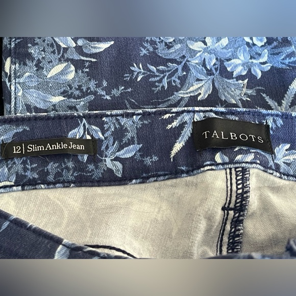 Women’s Floral Blue Slim Ankle Jeans. Size 12 - Picture 4 of 4